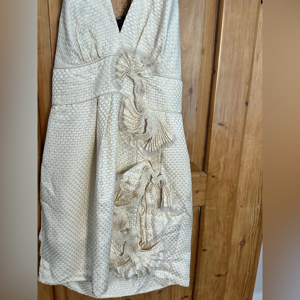 BCBG MaxAzria Fairycore Romantic Dress Size 2 Cream Sleeveless Backless - Picture 6 of 13